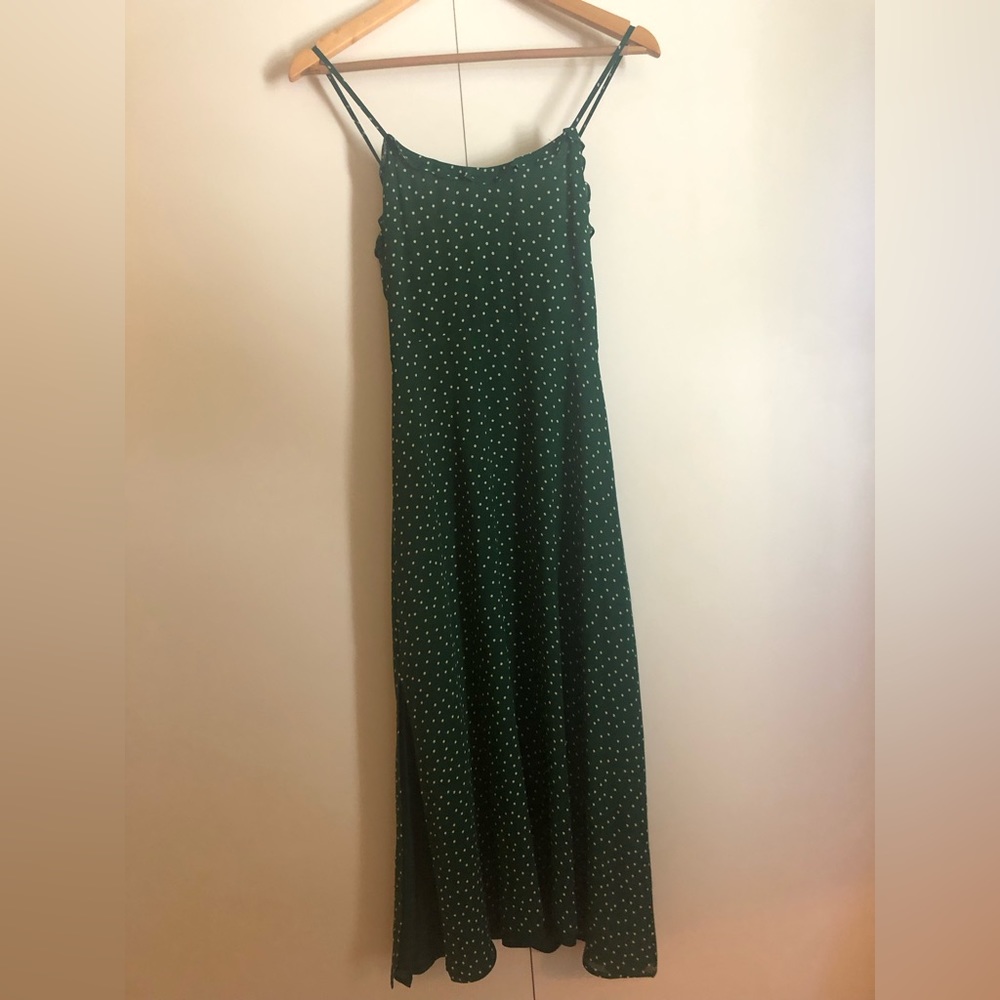 REFORMATION Green Polka Dot Midi Dress Size 2